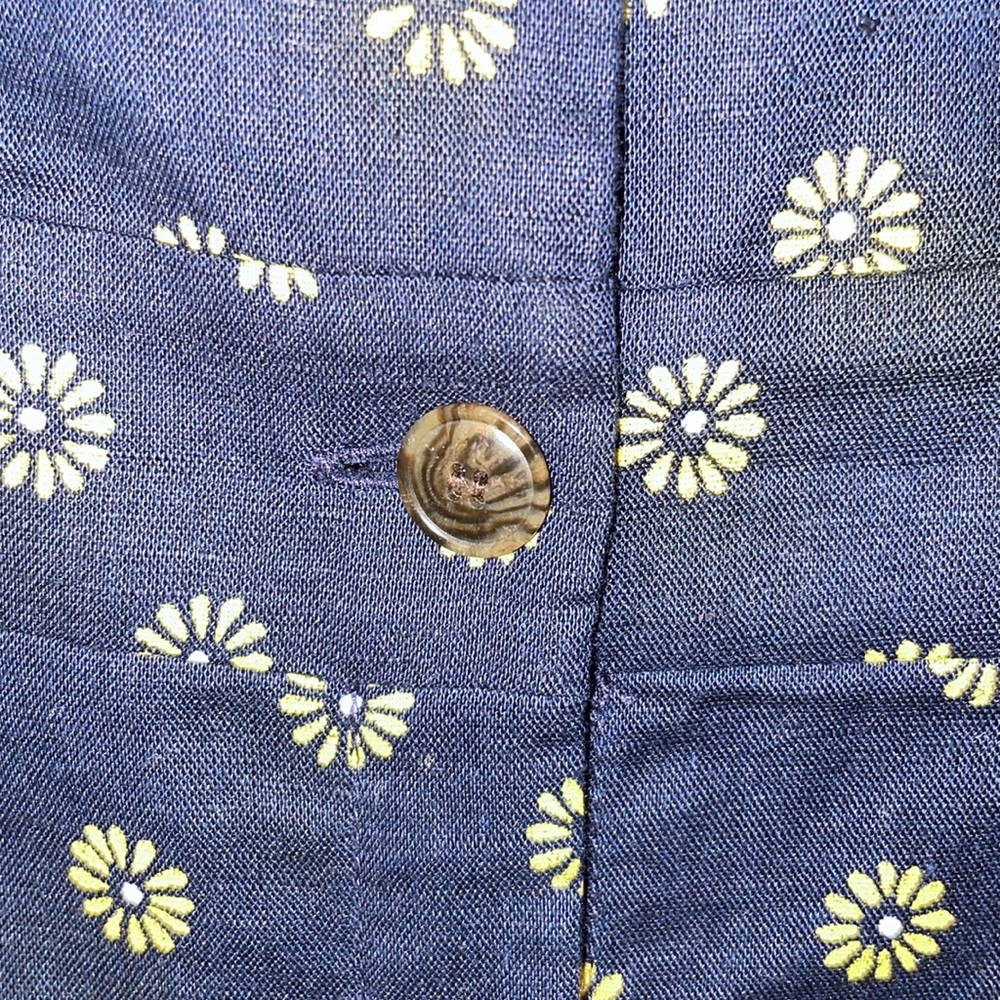 JCrew Factory V-neck button front dress in linen/cotton; Sz 6; style L6981; navy - Picture 6 of 12